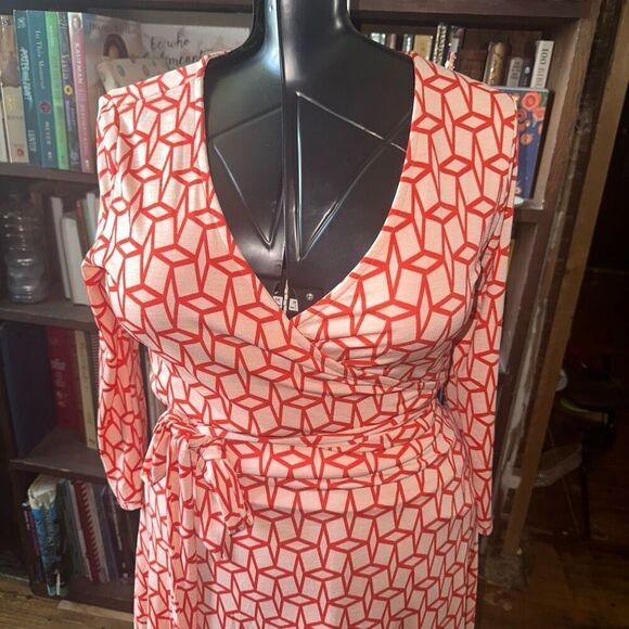 41Hawthorn orange faux wrap knit stretchy M travelcore dress - Picture 2 of 4